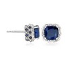 Ross-Simons 5.60 ct. t.w. Sapphire and .10 ct. t.w. White Topaz Double-Frame Stud Earrings in Sterling Silver - 3 of 4