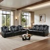 Tribesigns Breathable Leather Recliner Sofa Set with Adjustable Angle, Storage Buckets, Wireless Charger & LED Lighting,Black,for Living Room. - 4 of 4