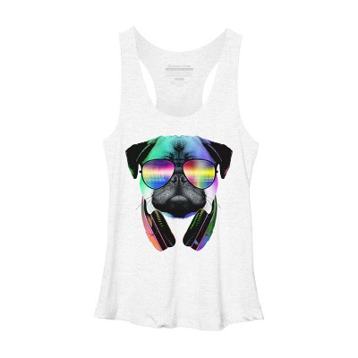 Women's Design By Humans Rainbow Disco Pug By clingcling Racerback Tank Top