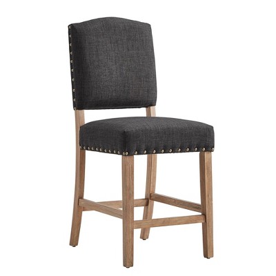 Set of 2 24" Iverson Nailhead Trim Linen Counter Height Barstools - Inspire Q