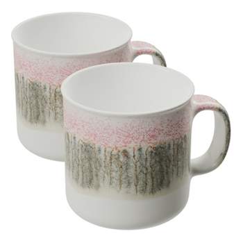 Porcelain Mugs 17 Ounce Large Size Ceramic Coffee Cups with Wide Loop Handle  & Tall Wall Microwave Dishwasher Safe Color Glaze