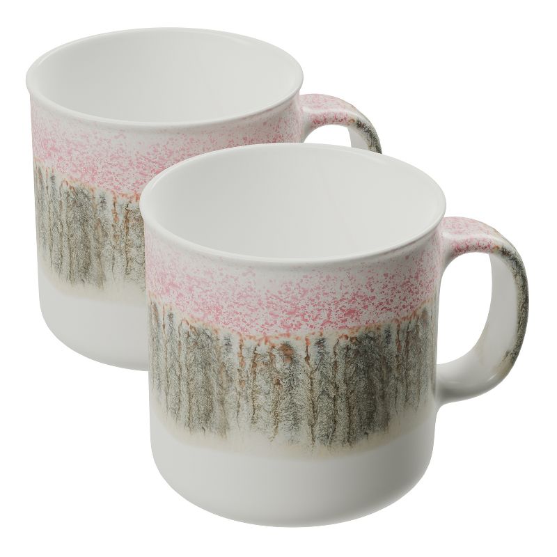 American Atelier Stoneware Glazed Jumbo Coffee Mugs, Big Tea Mugs with Large Handle Design, Dishwasher and Microwave Safe, 22-Ounce, Set of 2,Pink, 1 of 8