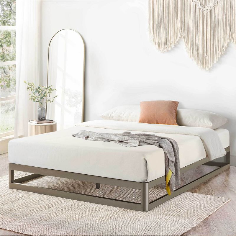 9" Metal Round Corner Platform Bed Frame Gray - Mellow, 1 of 11