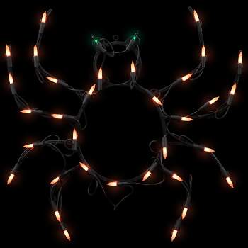 Northlight 15" Black and Orange Lighted Spider Halloween Window Silhouette