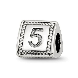 Black Bow Jewelry Triangle Block, Number 5 Sterling Silver Bead Charm - 1 of 4