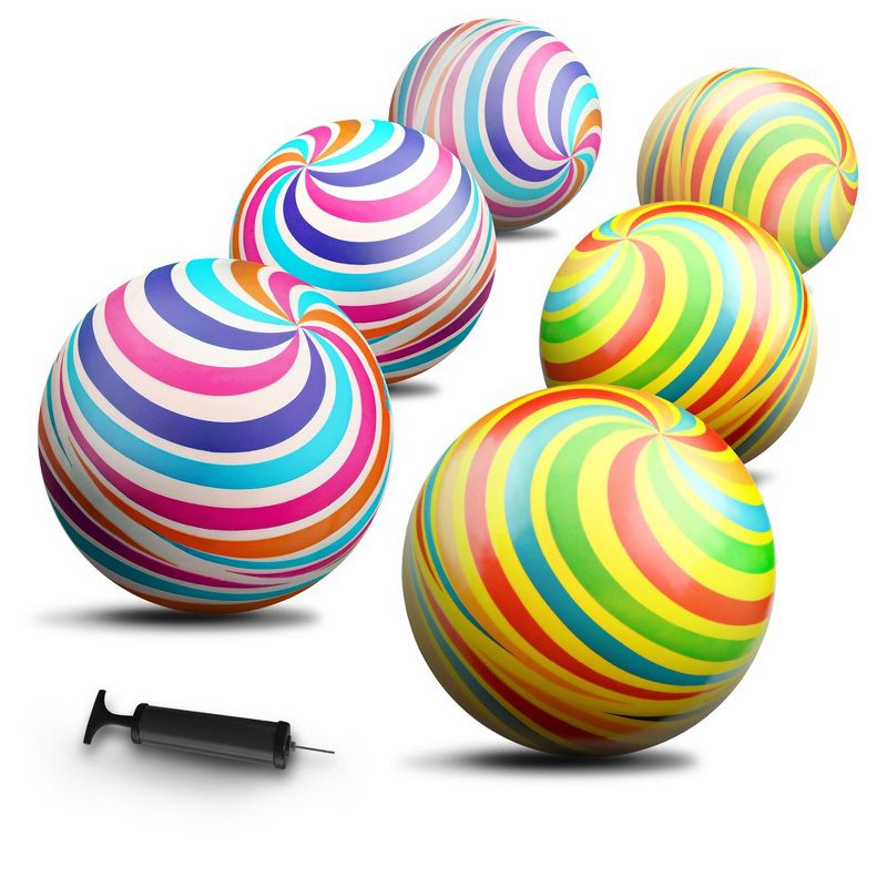 New-Bounce Bouncy Balls for Kids - 8.5" Rainbow Swirl Playground Balls, 1 of 4