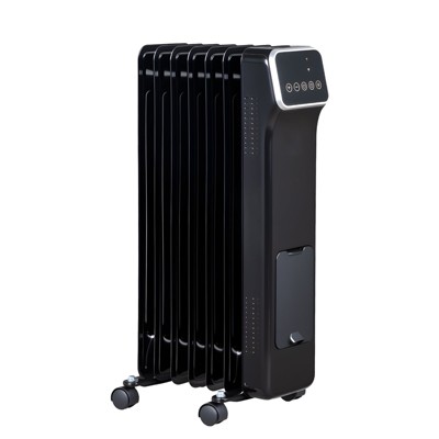 ROVSUN 1500W Oil-Filled Radiant Radiator, Oil Heater with Adjustable Thermostat, Remote & APP Control, Tip-Over Protection for Indoor Use, Home, Balck