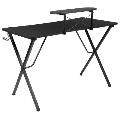 Mallot Black Metal Gaming Desk with Cup Holder and Stand