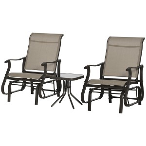 Aghana Digitals 3-Piece Outdoor Glider Set: Steel Frame Gliding Chairs, Tempered Glass Top Table - 1 of 4