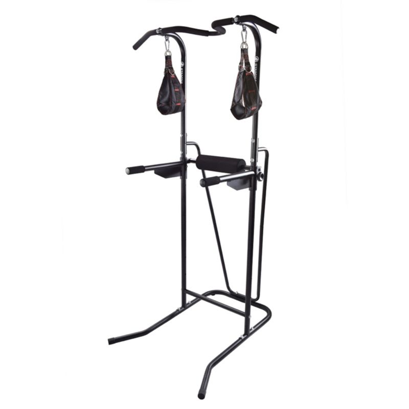 Stamina Products 1698 Freestanding Adjustable Full Body Steel Power Tower with Padded Loops, Hand Grips, and Push Up Station, Black, 1 of 8