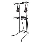 Stamina Products 1698 Freestanding Adjustable Full Body Steel Power Tower with Padded Loops, Hand Grips, and Push Up Station, Black