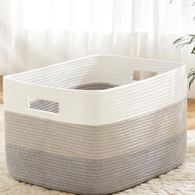 Blanket Basket,Rectangle Woven Baskets for Storage,65L Laundry Basket