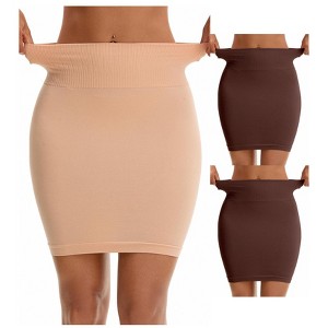 INSPIRE CHIC Women's 3 Packs High Waist Under Skirt Seamless Half Slips Shaping Under Mini Dress - 1 of 4