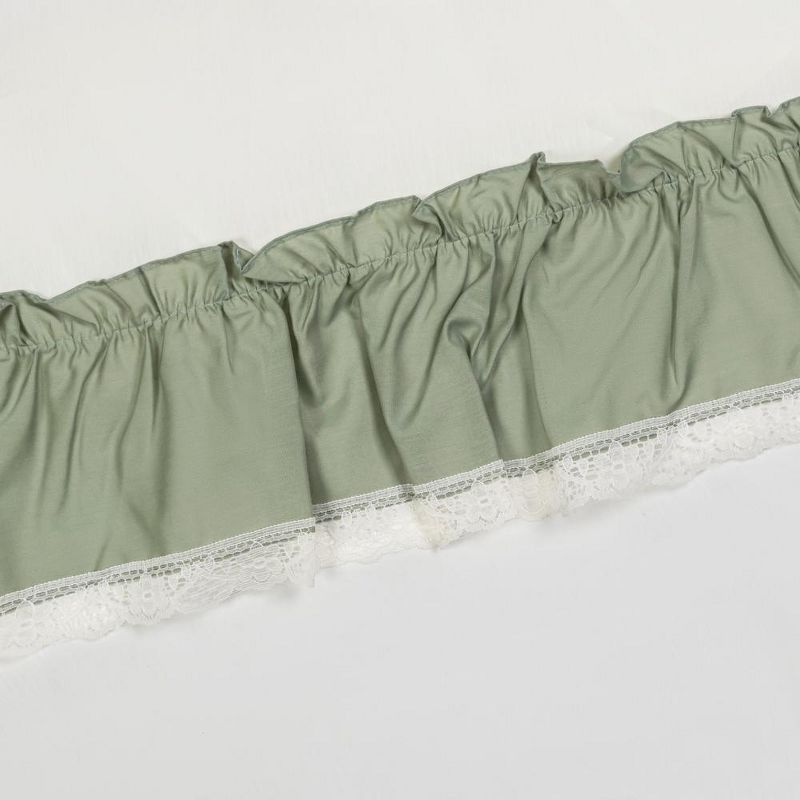 Ellis Curtain Madelyn Ruflled Victorian 1.5" Rod Pocket Swag for Windows Lace Edge 82" x 38" Sage, 4 of 5