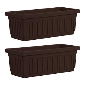 HC Companies VNP30000E21 29.5 x 6.75 x 6.38 Inch Outdoor Fluted Plastic Venetian Flower Box for Flowers, Vegetables, or Succulents, Chocolate (2 Pack) - 1 of 3