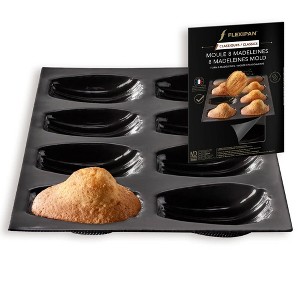 Flexipan® 8 Madeleine Mold Non-Stick, Handcrafted in France Since 1965, Trusted by Chefs, Food Safe Certified - 1 of 4
