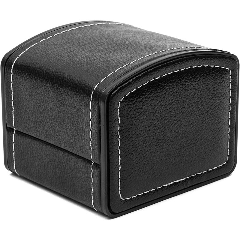 Single Grid Wrist Watch Box with Pillow (Black, Faux Leather), 5 of 7