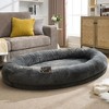 Bencmate Pet Bed Human Size Memory Foam Dog Bed with Storage Pocket Plush Cover Non Slip Bottom Large Size, Dark Gray, 35.43"*18.11"*14.96" - 2 of 4