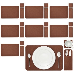 Juvale Felt Table Placemats Set of 8 for Dining Table and Kitchen Decor with Drink Coasters and Cutlery Pouches - 24 Pieces - 1 of 4