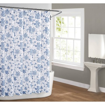 72"x72" Estate Bloom Shower Curtain - Cottage Classics: Botanical Design, 100% Cotton, Machine Washable