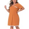 Agnes Orinda Women's Plus Size Lace Trim V Neck Short Sleeve Chest Pocket Nightgown - 2 of 4