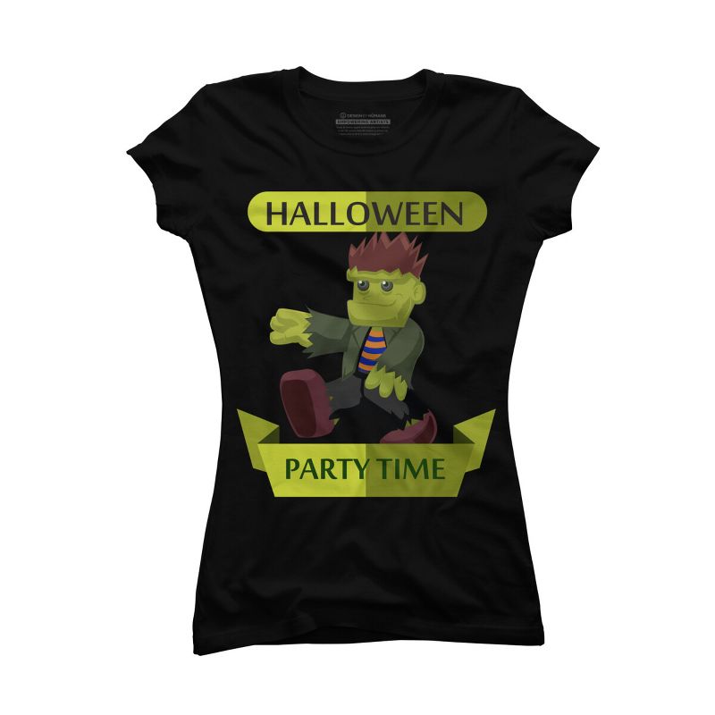 Junior's Design By Humans Happy Halloween gift for kid cute Frankenstein By thientd87 T-Shirt, 1 of 4