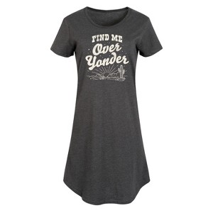 Women's - Instant Message - Find Me Over Yonder Graphic T-shirt Dress - 1 of 4