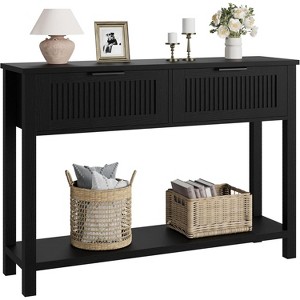Farmhouse Entryway Table,43 Inch Wood Console Table with 2 Drawers,2 Tier Sofa Table with Storage for Living Room, Foyer Tables for Entryway - 1 of 4