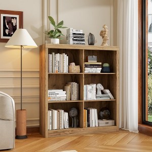 6 Cube Storage Organizer Shelf, 53 Inch Tall Bookcase with Anti-Tip Design, Sturdy Wood Shelf - 1 of 4