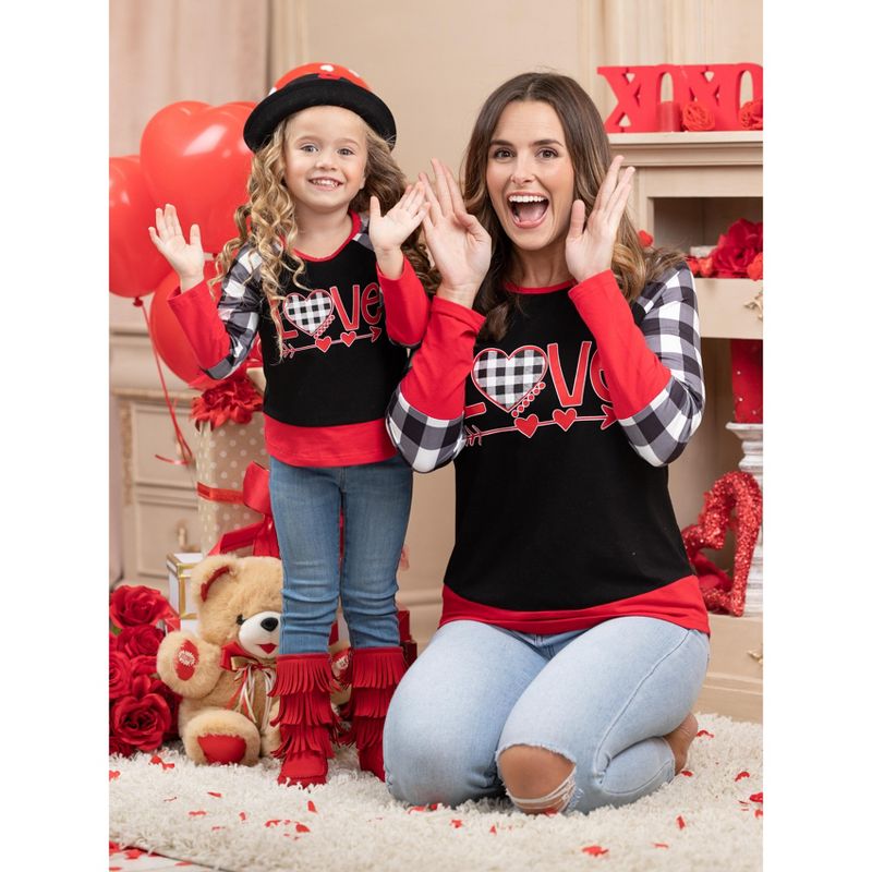 Girls Mommy And Me Cupid's Love Plaid Raglan Tunic - Mia Belle Girls, 3 of 5