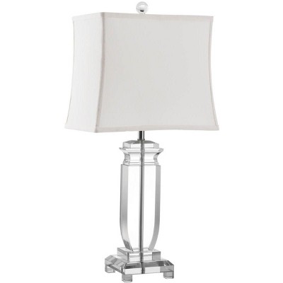 Olympia Crystal Table Lamp Set with White Linen Shades