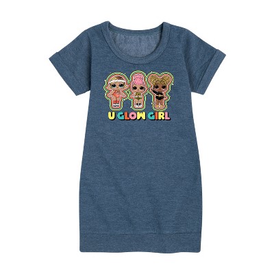 - LOL Surprise! - U Glow Girl Graphic Short Sleeve Fleece Dress
