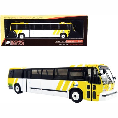 1999 TMC RTS Transit Bus #164 Downtown Dallas "Dart" White and Yellow 1/87 (HO) Diecast Model by Iconic Replicas
