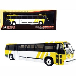 1999 TMC RTS Transit Bus #164 Downtown Dallas "Dart" White and Yellow 1/87 (HO) Diecast Model by Iconic Replicas - 1 of 4