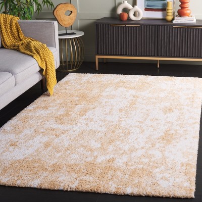 Ivory and Gold 4' x 6' Rectangular Shag Area Rug