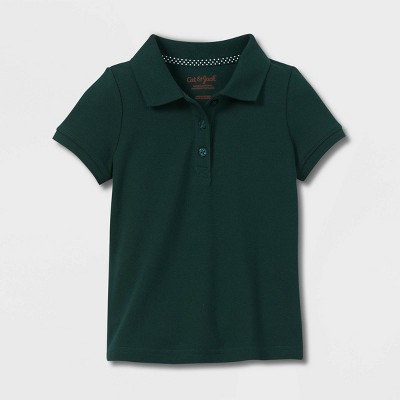 Toddler Girls' Short Sleeve Pique Uniform Polo Shirt - Cat & Jack™ Dark Green