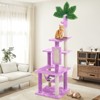Modern Multicoloured 600 GSM Soft Plush Cat Tree Pet Tower with Sisal Post and Hanging Ball, Fake Real Leaves - 3 of 4