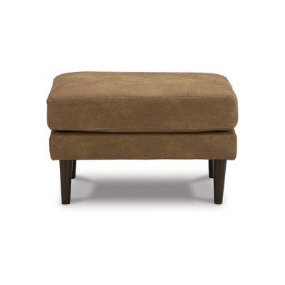 Tullera Caramel Faux Leather Ottoman with Accent Legs