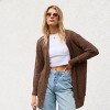 Women's Brown Open Front Long Sleeve Knit Cardigan - Cupshe - 3 of 4