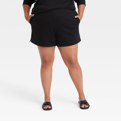 Women's Plus Size Fleece Lounge Shorts - Ava & Viv™ Black X