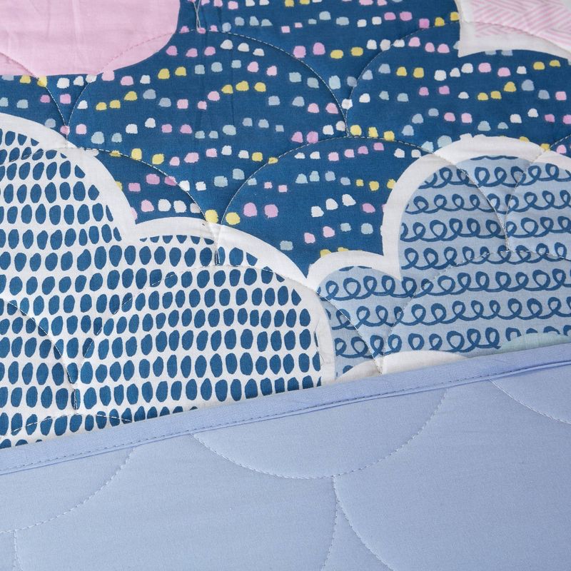 Euphoria Cotton Reversible Fluffy Cloud Print Kids&#39; Daybed Cover Set Blue, 6 of 7