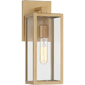 John Timberland Modern Outdoor Wall Light Fixture Soft Gold 14 1/4" Clear Glass for Exterior Barn Deck House Home Porch Yard Patio - 1 of 4