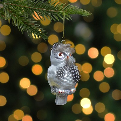 Green Glitter Owl Large Bell Ornament 