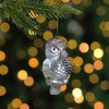 Northlight 5" Silver and Brown Glass Snow Owl Christmas Ornament - 2 of 4