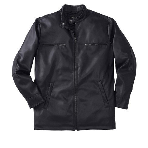 YYDGH Men's Long Sleeve Plus Size Lapel Leather Jacket Casual Faux Leather  Motorcycle Jacket Outerwear Coat with Zipper Pockets Black 4XL 