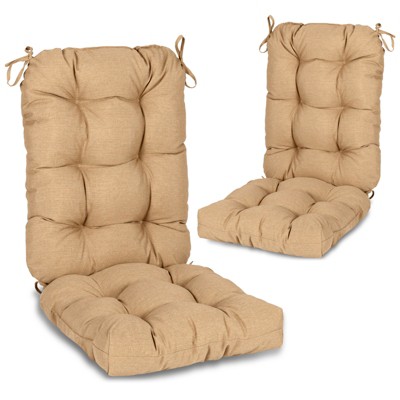 Aoodor Outdoor 42"x 20" x5" Tufted Back Cushions Patio Replacement Chair Cushion with Ties, Water and Fade Resistant for All Weather, Set of 2