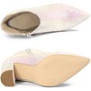 Allegra K Women's Pointed Toe Cutout Block Heels Glitter Ankle Booties - 4 of 4