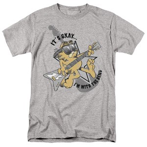 Garfield Im With The Band Adult T-Shirt Athletic Heather - 1 of 4