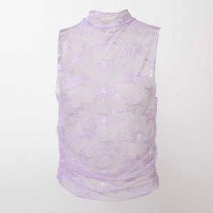 Women's Floral Lace Crop Top – Sheer Turtle Neck & Sleeveless Design, Stretchy & Sexy Cherie Code - 1 of 4
