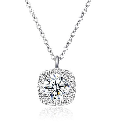 Molenia Moissanite Necklace for Women, 1 CT D Color VVS1 Lab Diamond Pendant, 18K White Gold Plated 925 Sterling Silver, Hypoallergenic Jewelry